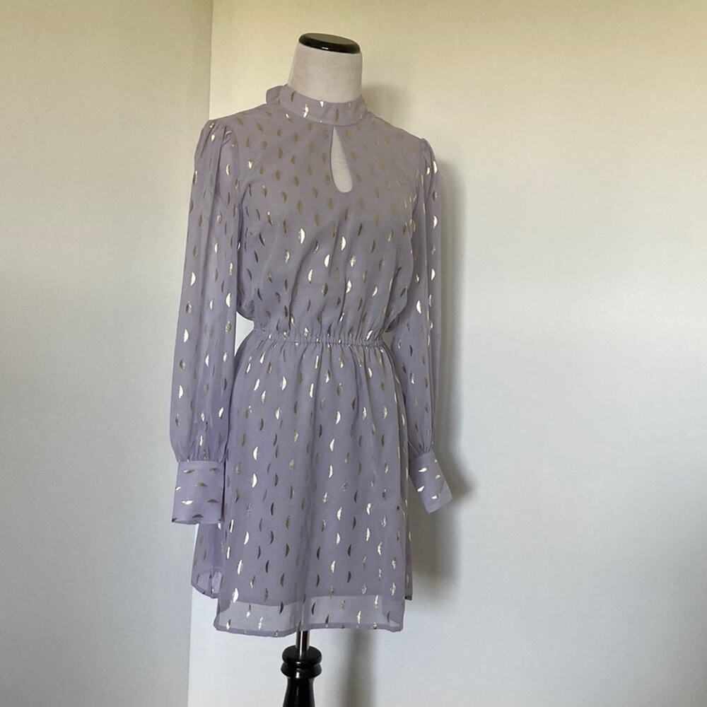 Modcloth Lavender & Gold Chiffon Mini Dress, Size XXS